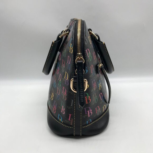 Dooney & Bourke Black Monogram Leather DB75 Satchel Bag - Picture 4 of 11